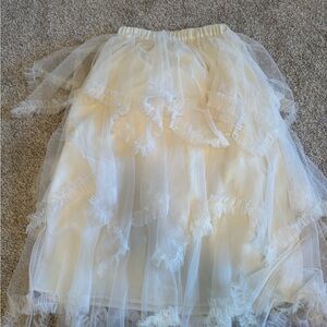 Lulu's Cream Asymmetrical Layered Skirt
